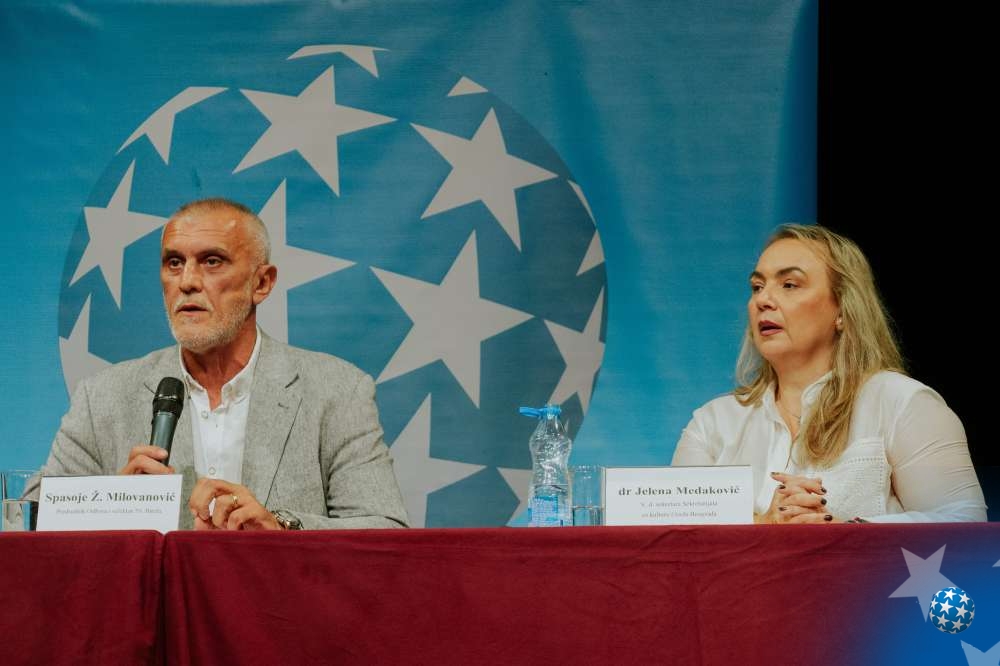The International Community Resists the State Capture of BITEF:Spasoje Ž. Milovanović at the BITEF press conference. Photo: Tanja Drobnjak